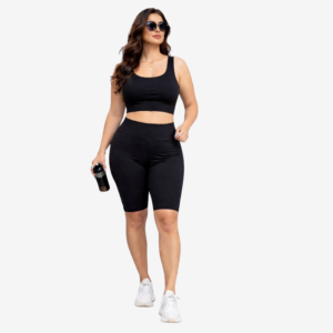 Black high waist tight shorts for women in Sri Lanka made with stretchable scuba fabric