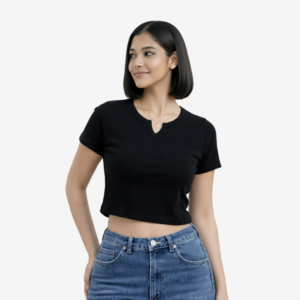 Women’s casual crop top in rib fabric